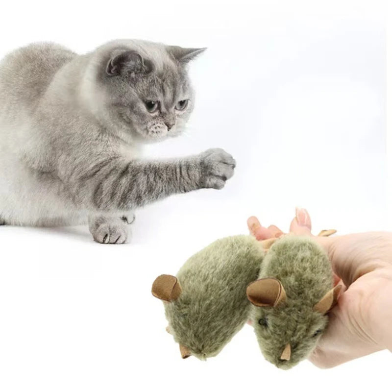 Funny Plush Cat Toy Simulation Mouse Automatic Chirping Interactive