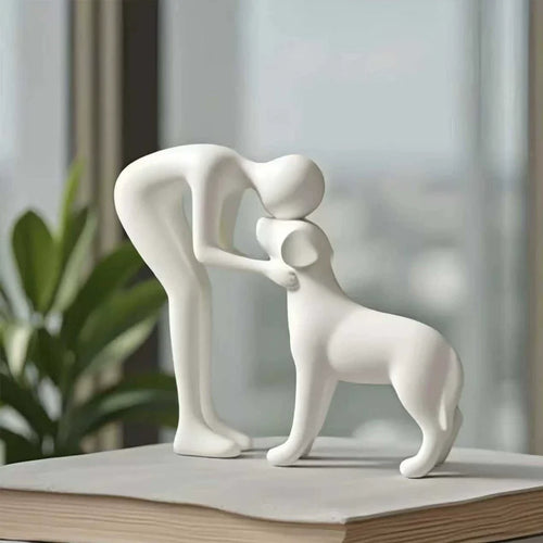 Abstract art companionship! Interactive human and pet figurines for