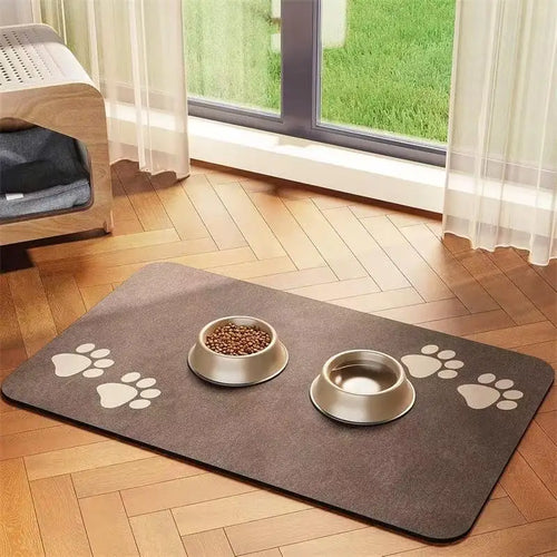 Winter Feeding Mat-Absorbent Pet Placemat for Food and Water Bowl with
