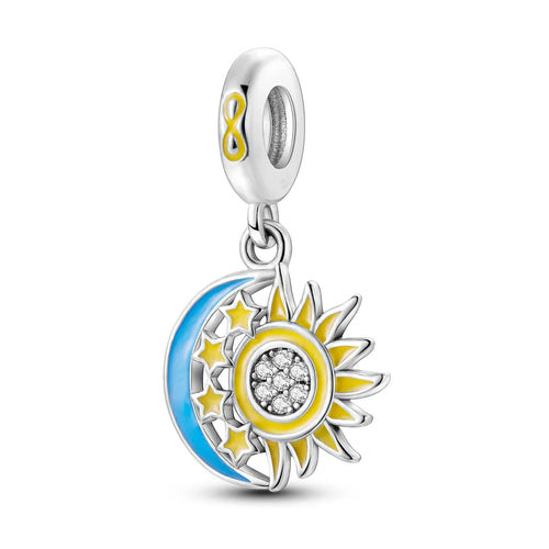 Silver Plated Travel Sunflower Lucky Charms Fit Original Pandora