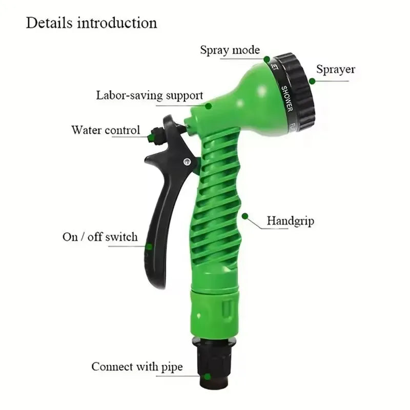 Expandable Magic Hose, High-Pressure Car Wash, 7Water Spraying