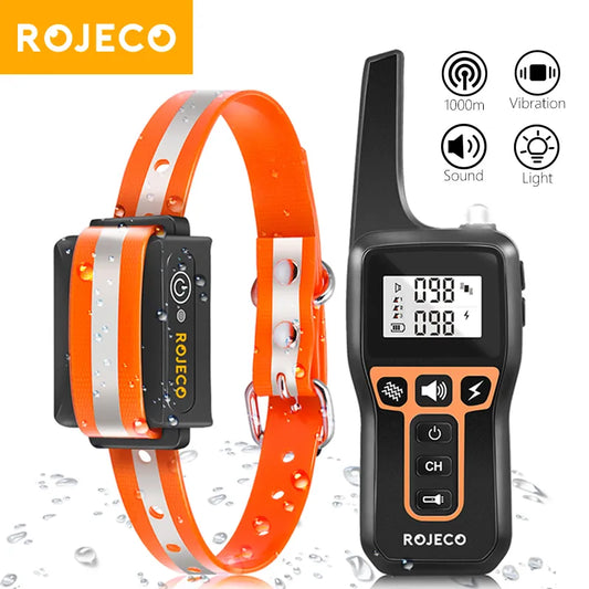ROJECO 1000m Electric Dog Training Collar Remote Control Waterproof