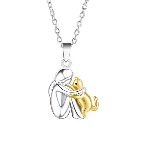 Fashion Women and Dog Necklace Cute Little Girl Puppy Pendants