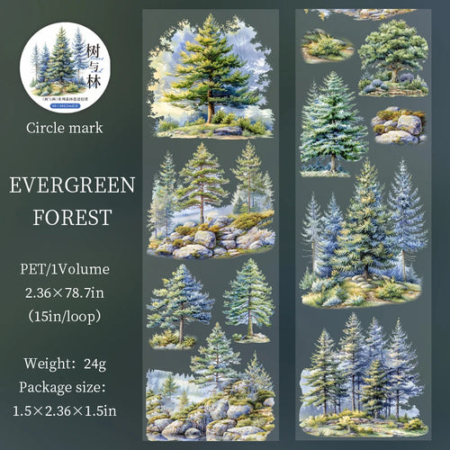 60mm*2m Forest PET Tape Collage Decor Junk Journal DIY Scrapbooking