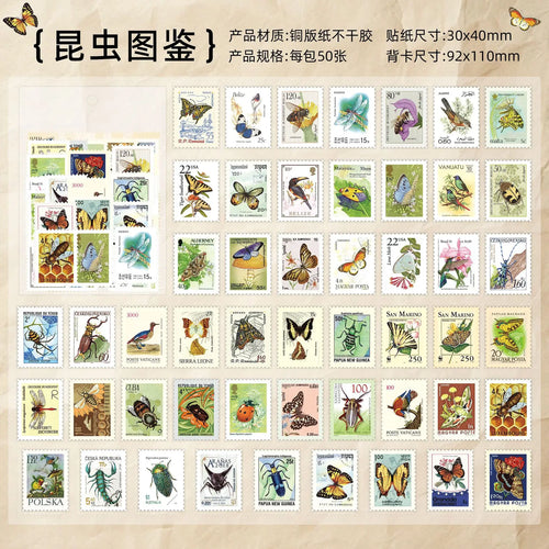 50 sheets Philatelic museum series Postage stamp theme stickers