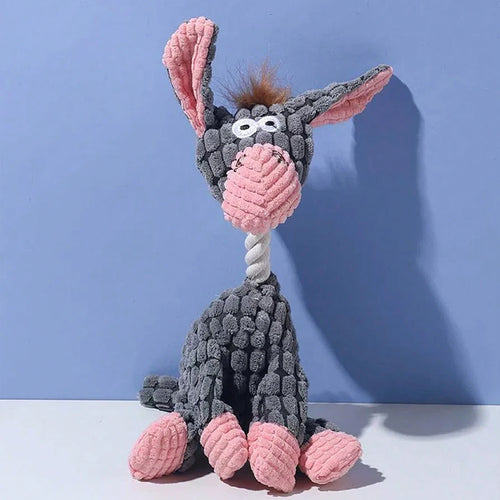 Cute Donkey Plush Toy for Dogs - Squeaky Chewable Interactive Pet Toy