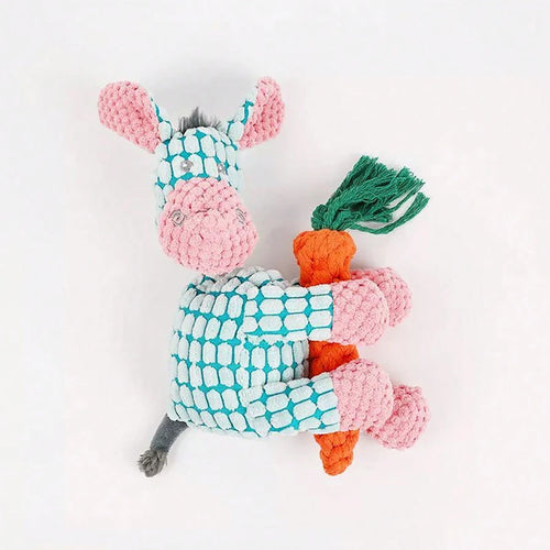 Cute Donkey Plush Toy for Dogs - Squeaky Chewable Interactive Pet Toy
