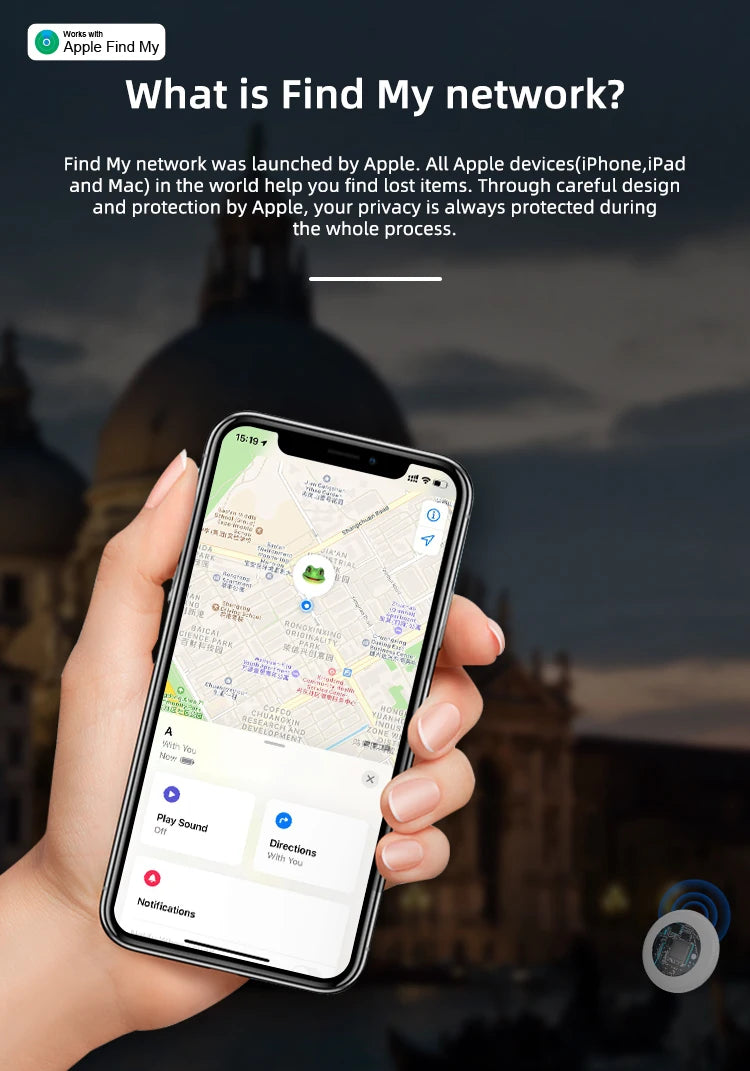 Timethinker Smart Bluetooth GPS Tracker Airtag Work with Apple Find My