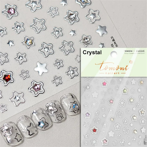 1 piece 5D color crystal star nail stickers high quality love shiny