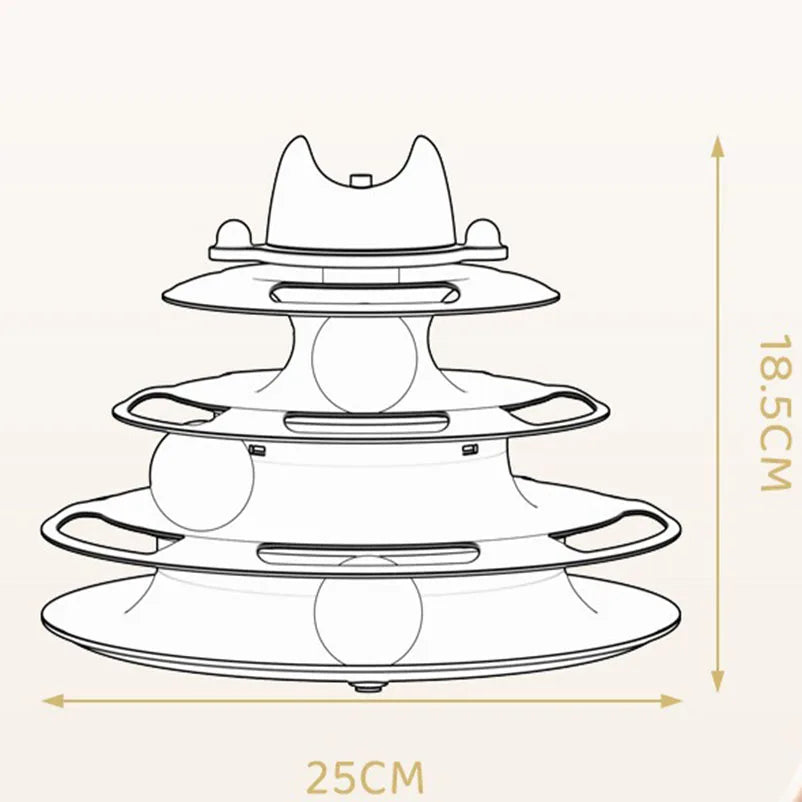 Interactive Cat Toy Tower Kitten Turntable Track Roller Balls Toys