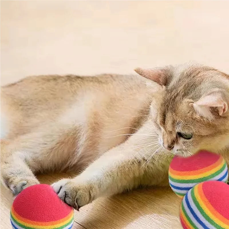 5/10PCS Rainbow EVA Pet Toy Balls Soft Lightweight Interactive Scratch