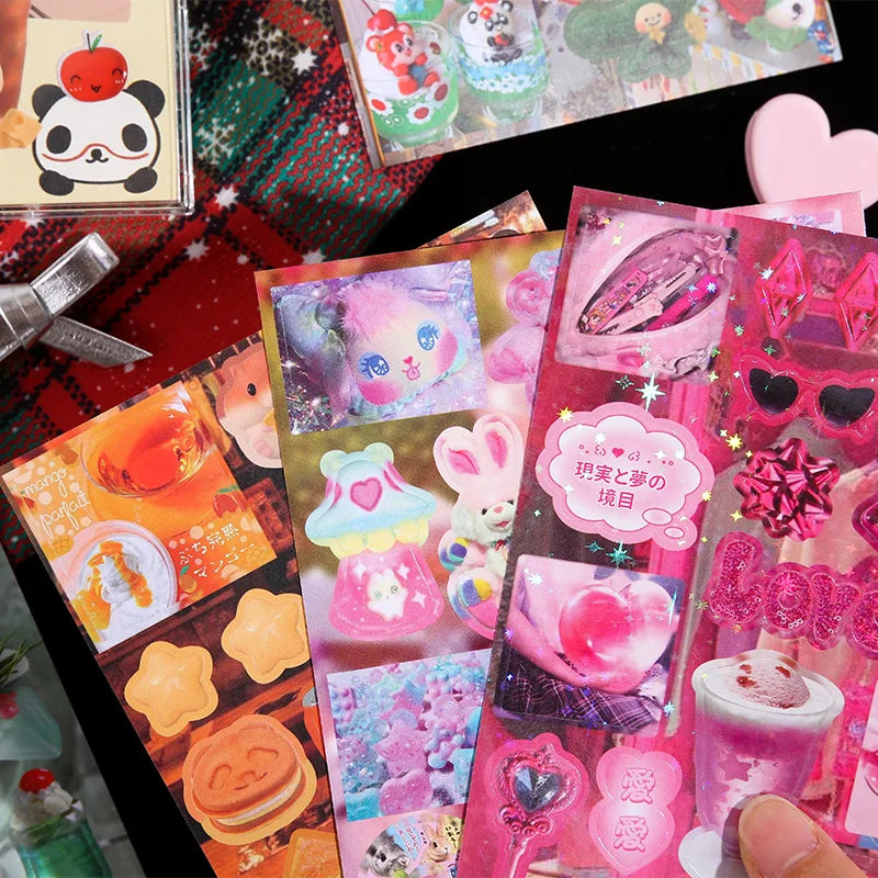 50 Sheets PET Die cut Stickers book Retro Cartoon Decorative handmade