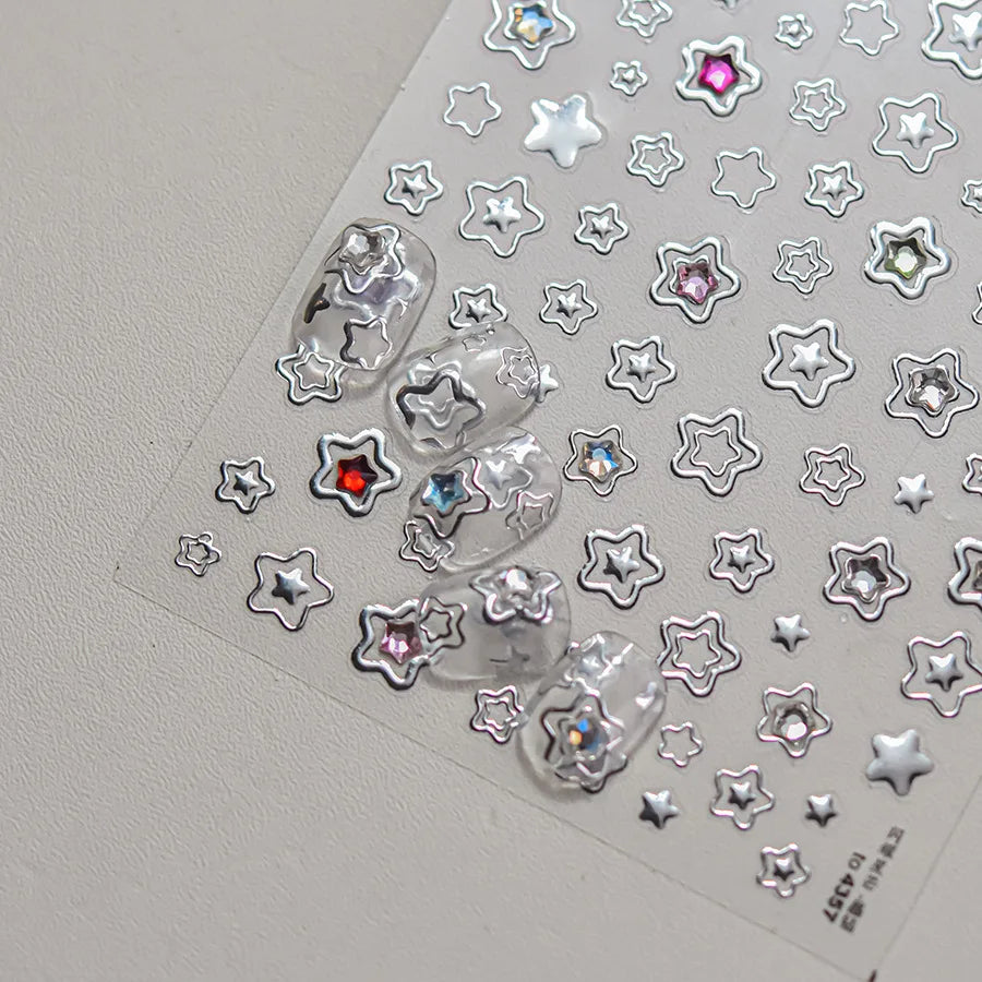 1 piece 5D color crystal star nail stickers high quality love shiny