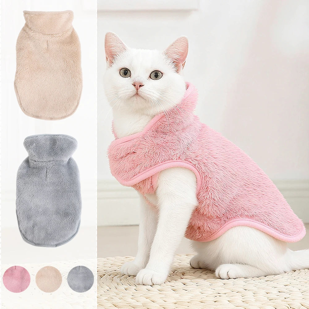 Cute Pet Jacket Coat Adjustable Soft High Neck Kitten Apparel
