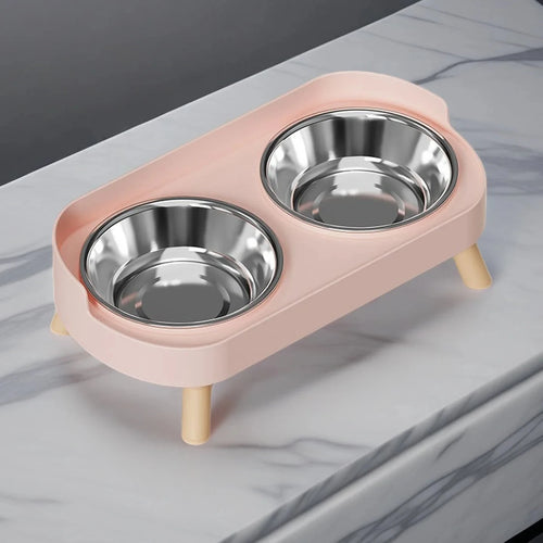 Dopamine Colorful Elevated Pet Feeder: Dual Stainless Steel Bowls with