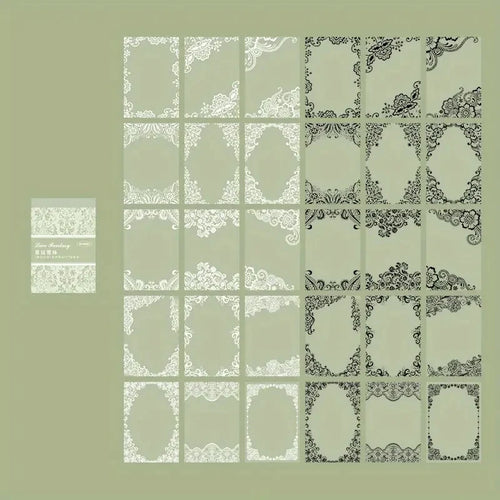 30pcs, Vintage Style Black And White Lace Stickers Book DIY Diary Junk