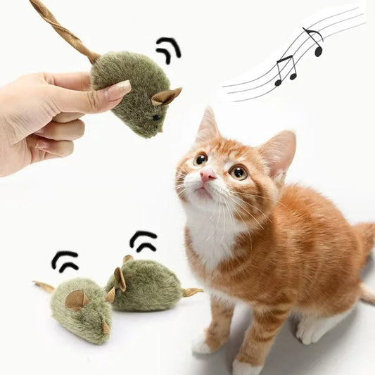 Funny Plush Cat Toy Simulation Mouse Automatic Chirping Interactive