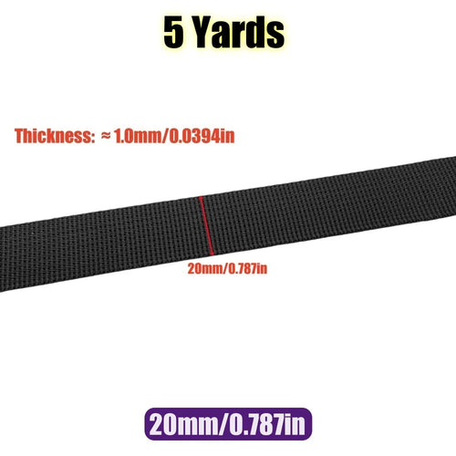 5 Yards 10-50mm Black Nylon Webbing Tape Backpack Strap Pet Collar