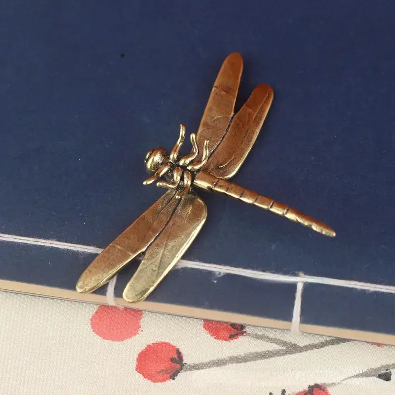 Vintage Brass Dragonfly Figurine - Antique-Style Home & Office Desk