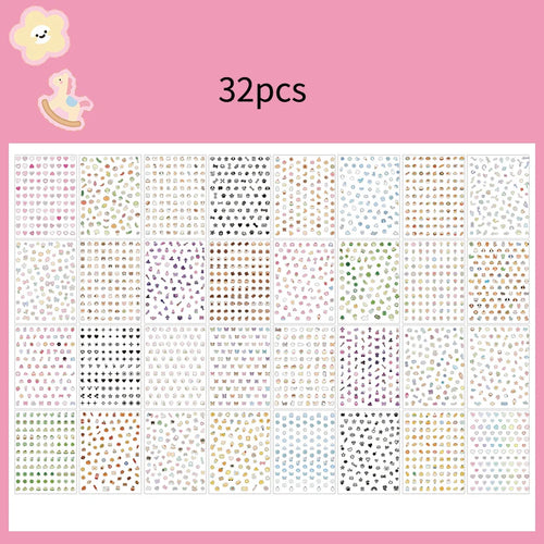 32Pcs Cute Cartoon Small Label PET Stickers, Animal/Fruit Pattern, for
