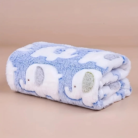 Soft and Cozy Cartoon Elephant Pet Blanket for Dogs and Cats Flannel