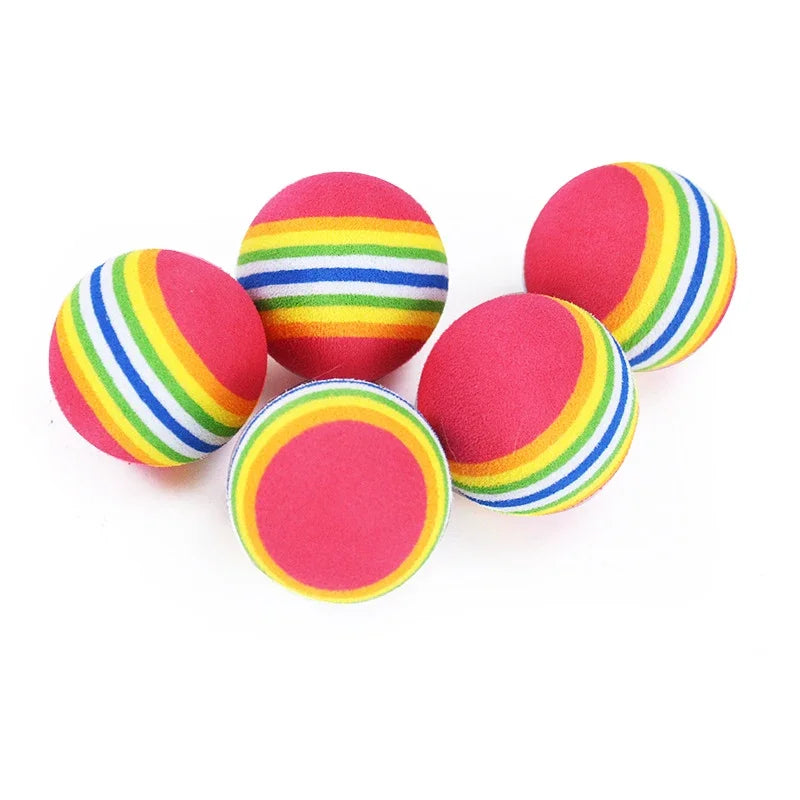 Rainbow EVA Cat Toys Ball Interactive Cat Dog Play Chewing Rattle
