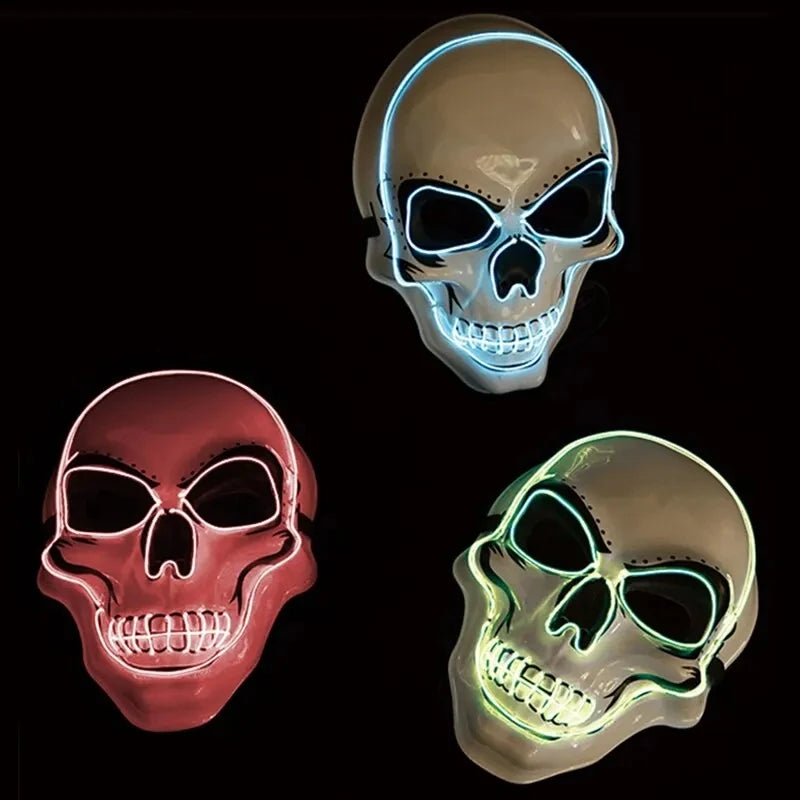 Halloween Adult Purification Mask LED Glowing Skull Terror Mask Cold