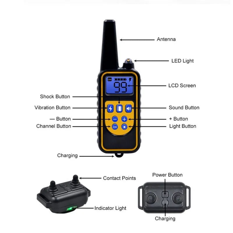 800m Electric Dog Training Collar Waterproof Pet Remote Control