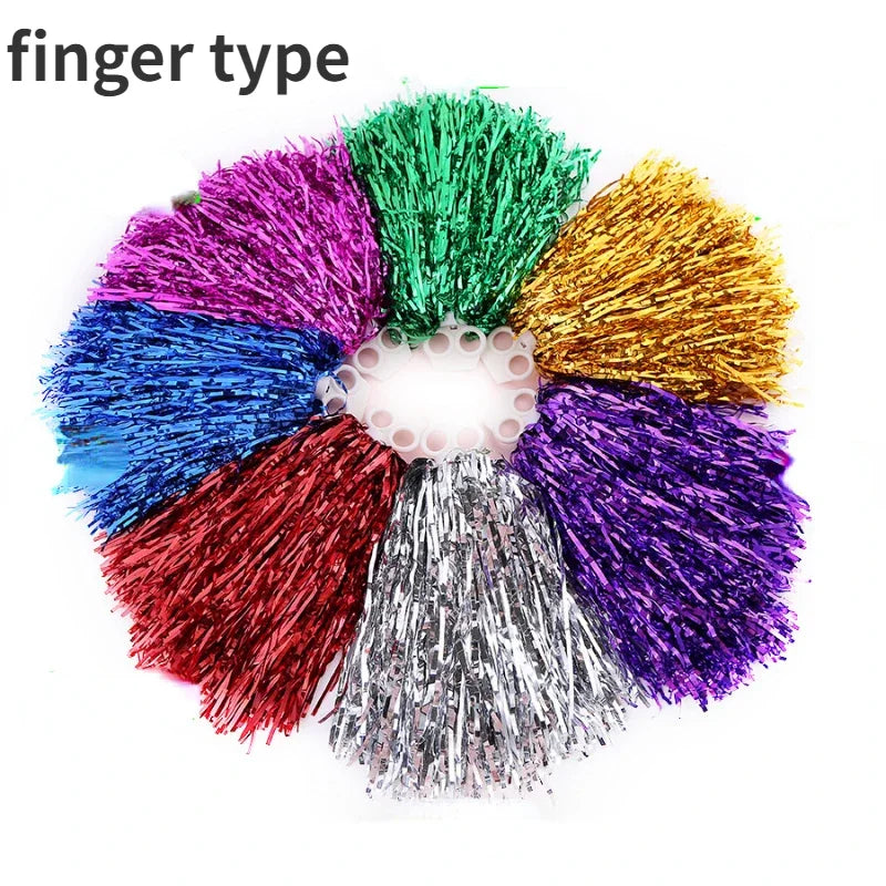 Cheerleading Pom Poms with Handle Cheer Balls Gold Yellow Pink Red