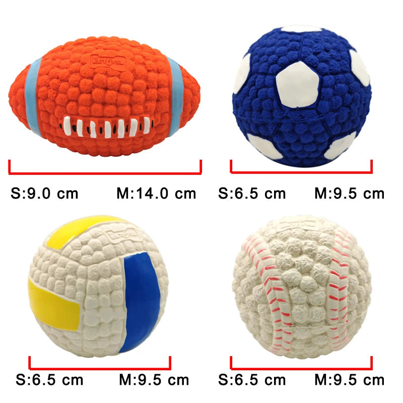 Soft Pet Ball Squeaky Toy For Small Large Dog Rugby Tennis Volleyball