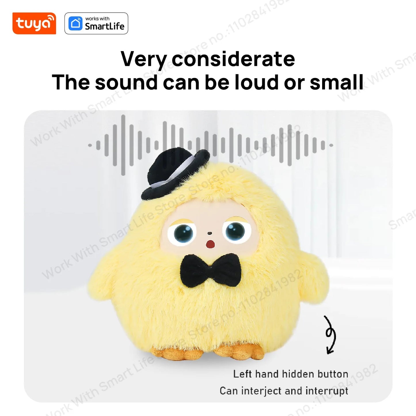 AI Plush Toy W/Smart Voice&LED Eyes,Interactive Companion for