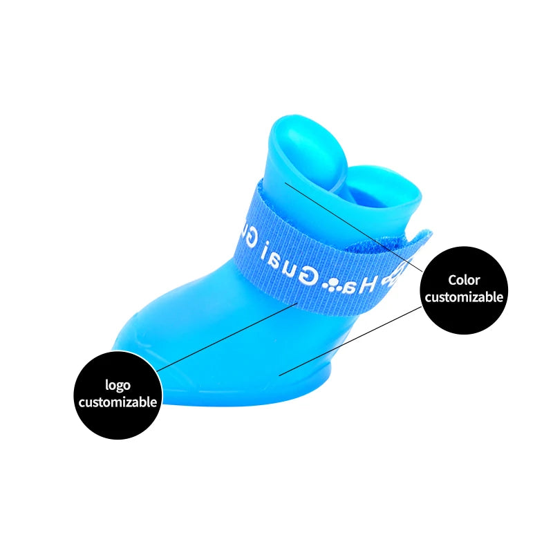 Pet silicone rain shoes anti-dirty non-slip waterproof dog shoes soft