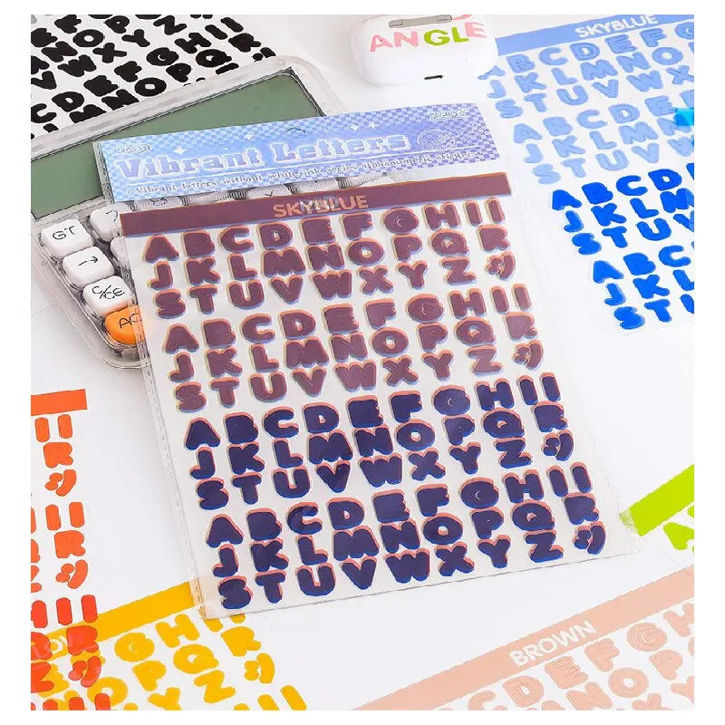 2Style 8Pcs/pack vibrant letters waterproof PET cut film handbook