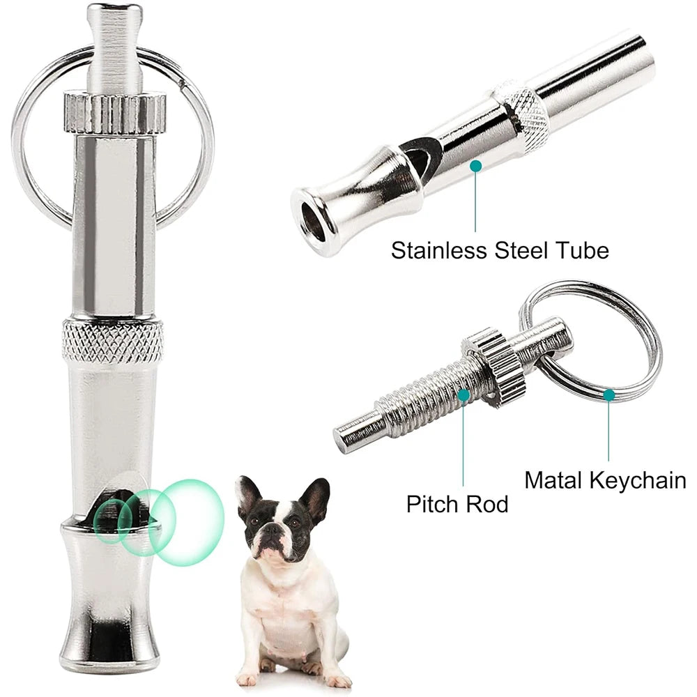 1Pcs Dog Whistle Pet Training Whistle Stainless Steel Silver Portable