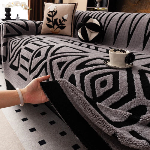 1pc New Bohemian Style Sofa Protector, Vintage Interlaced Comfortable