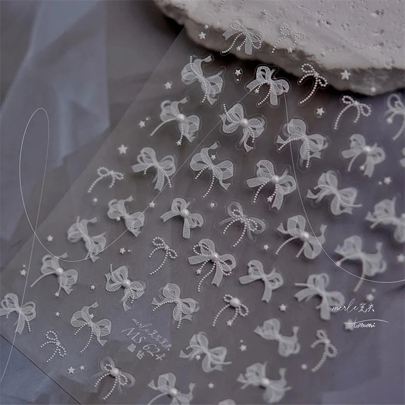 1Sheet Luxury Crystal diamond Nail Charms Stickers Lace Bow Self