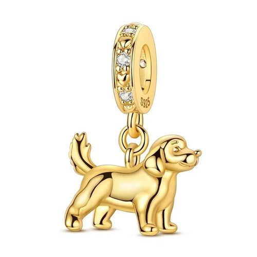 Hot 925 Sterling Silver Gold Charm Bead Pendant Cat Dog Pet Animal