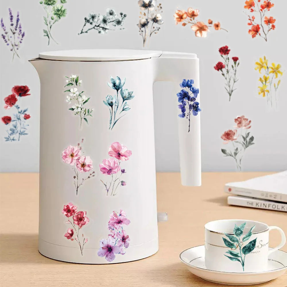 50/300PCS Ink Flower Sticker Pack Waterproof Transparent PET Brochure