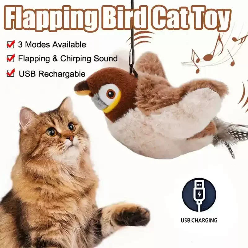 Hot Rechargeable Interactive Simulated Bird Cat Toy Touch Activated