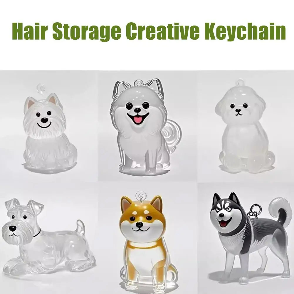 Clear Pet Hair Keychain Cute Dog Fur Keepsake Holder Creative