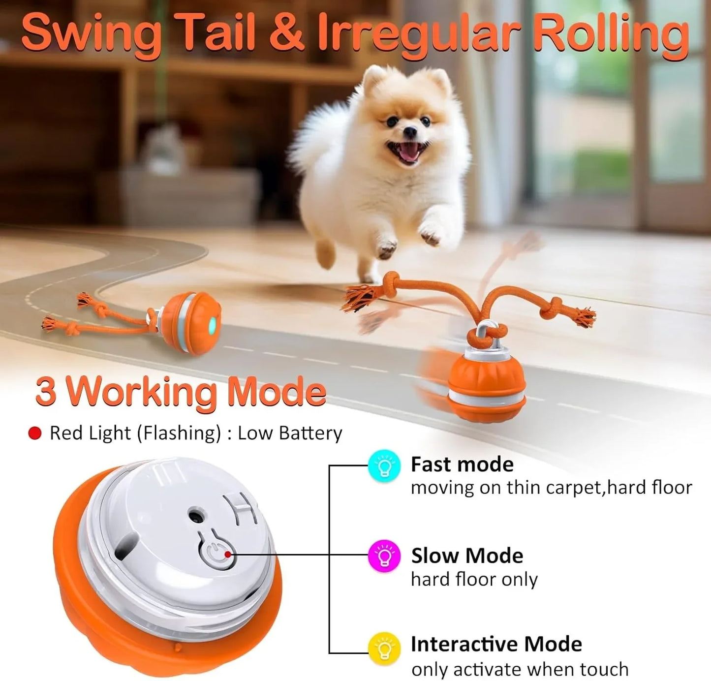 Pet Ball for Dogs Interactive Toys Motion Activate Rolling Ball for