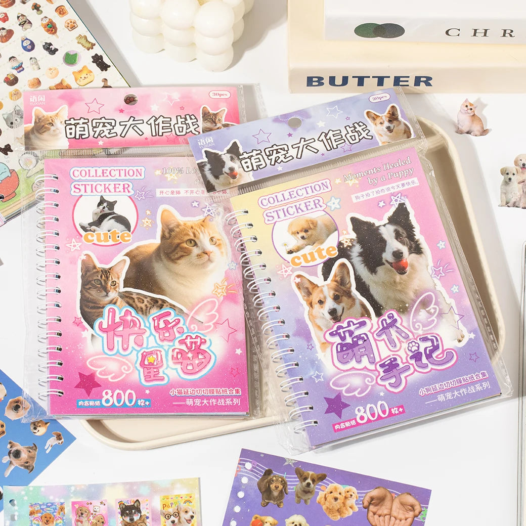 Cute Pets Theme Sticker Book 30 Sheets/Bag with Ring Binding for