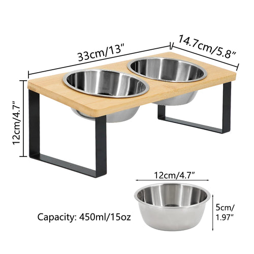 Elevated Cat Bowls Pet Feeder 15° Tilted Raised Cat Food Bowls with