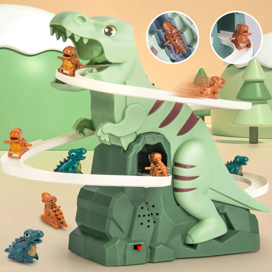 Dinosaur climbing slide music toy with 3 dinosaurs, puzzle fun