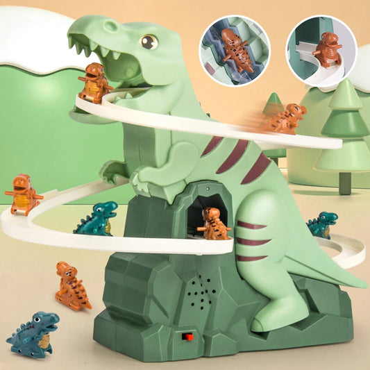 Dinosaur climbing slide music toy with 3 dinosaurs, puzzle fun