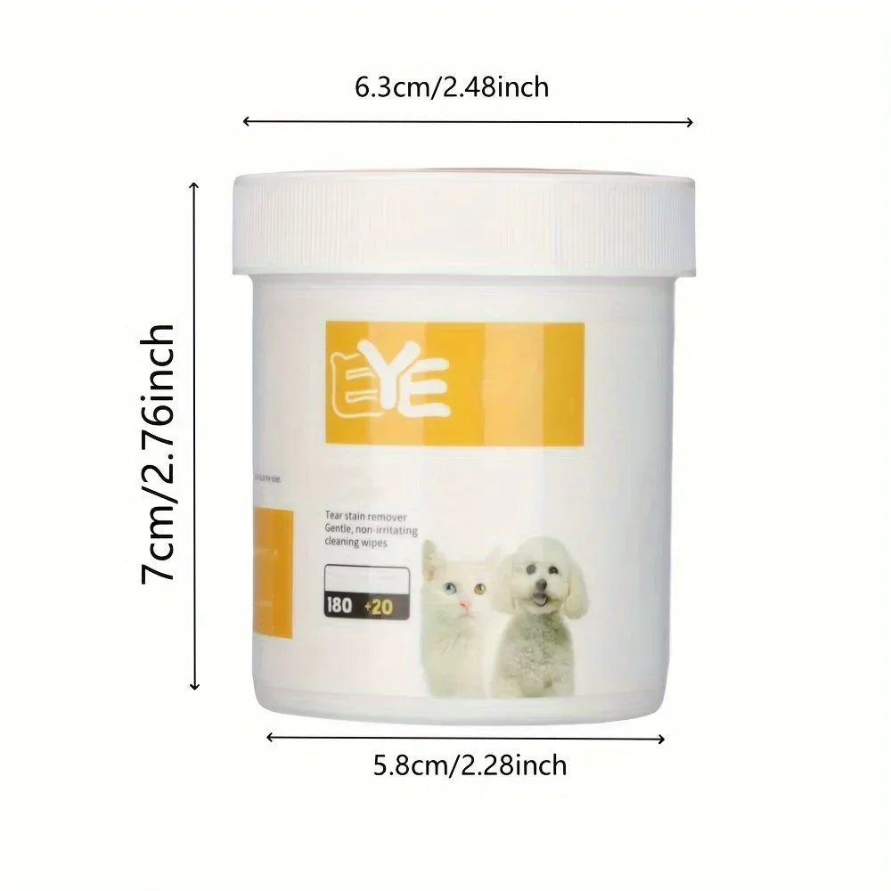 200pcs Pet Eye Cleaning Wipes, Gentle Tear Stain Remover Wipes for