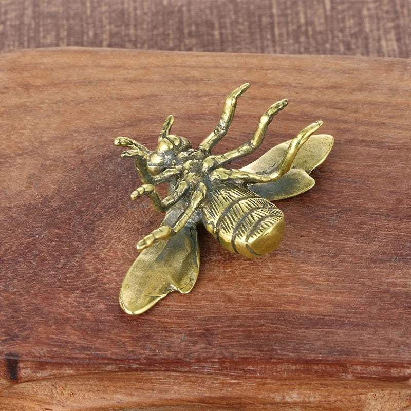Solid Brass Insect Honeybee Figurines Miniatures Tea Pet Funny Beetle