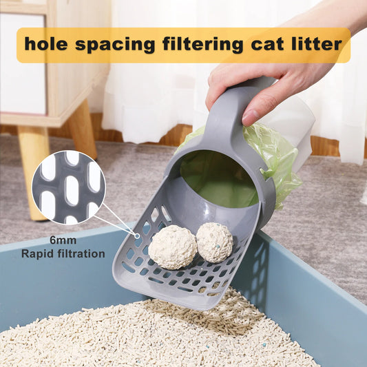 3Rolls Pet poop bags Cat Litter Shovel Scoop with Refill Bag Filter