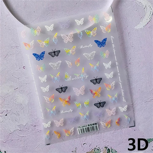 Sexy Woman Black White Lace Butterfly Cross 5D Soft Embossed Relief