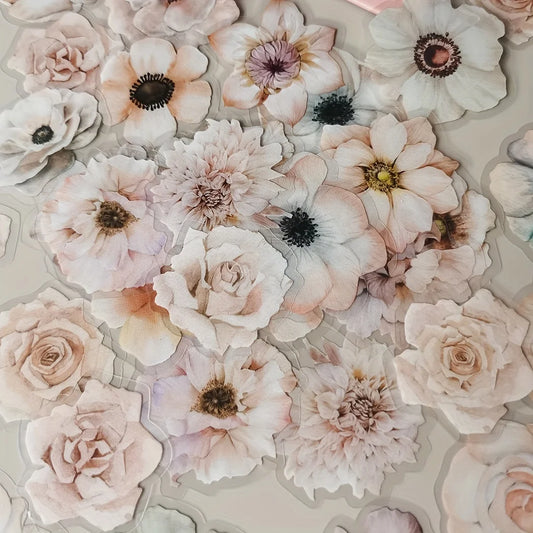 50pcs/pack Vintage Watercolor Flower Plant Stickers DIY Diary